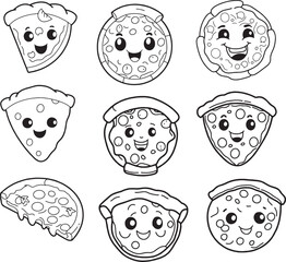 Pizza piece fast food doodle