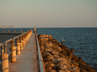 Fototapeta premium fishing off the coast of barcelona