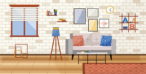 Home office. Interior vector illustration. Work from home. Office space designed to enhance creativity and innovation Welcoming and inspiring atmosphere Room functional and comfortable workspace