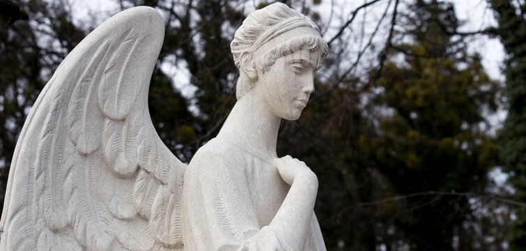 Beautiful angel face of a woman. Mercy and peace. (monument of the nineteenth century by an unknown author)	

