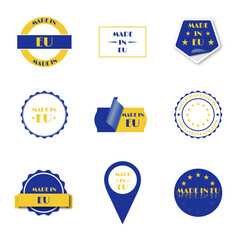 Made in European Union label set, vector illustration.