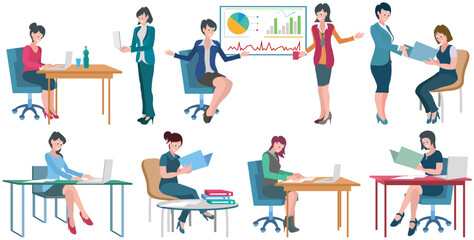 Office workers. Vector illustration. Office workers communicate effectively to streamline workflow Office work requires attention to detail and organizational skills A worker employee demonstrates