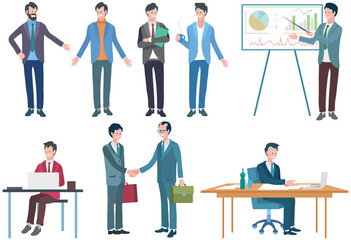 Office workers. Vector illustration. Office workers support each other to achieve common objectives Office work involves managing schedules and coordinating resources A worker employee takes pride