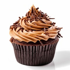 Chocolate cupcake isolated on white 