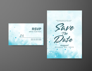 Save the date with watercolor background. Design for your invitation.
