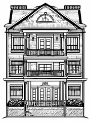 simple house pictures to color, black and white silhouette