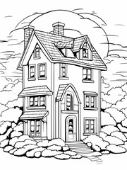 simple house pictures to color, black and white silhouette