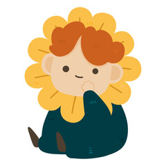 Baby boy kid cute kawaii happy smile sunflower autumn, spring