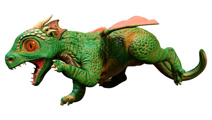3D Rendering Fairy Tale Dragon on White