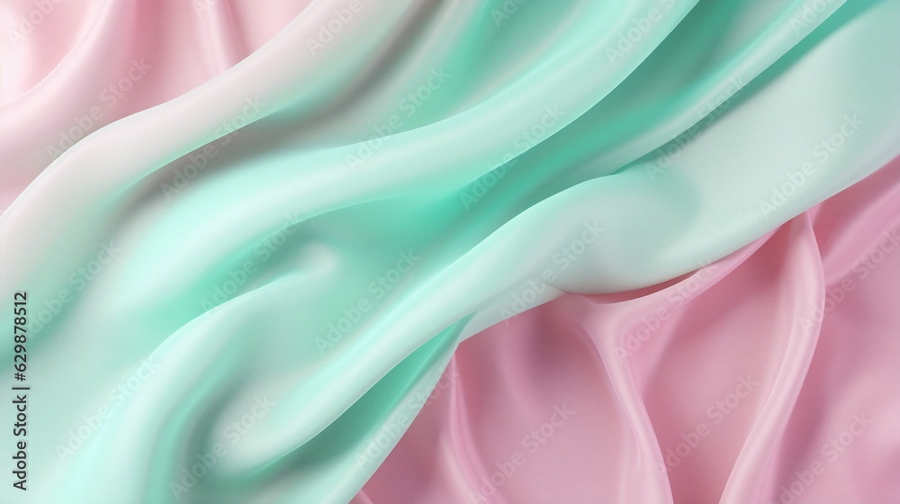 Poster generative ai : abstract pastel pink and mint green wave modern soft luxury texture with smooth and 