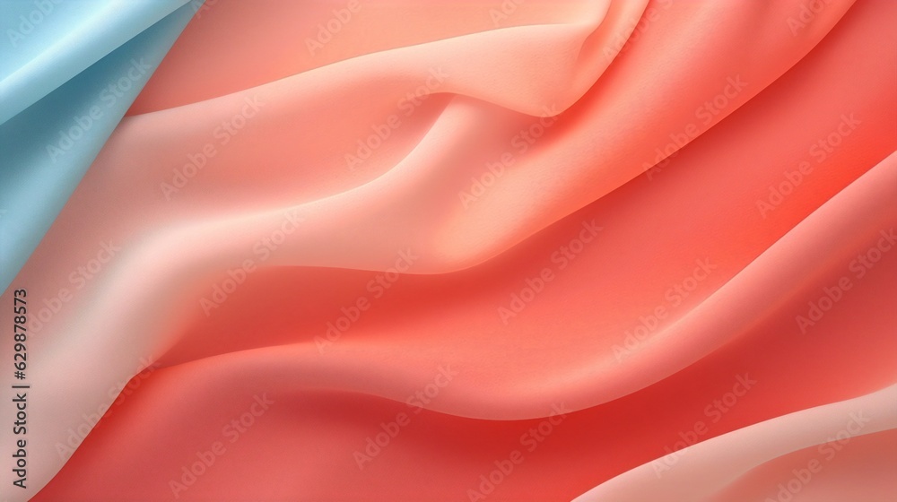 Poster generative ai : soft orange coral and light blue color fabric smooth texture surface background