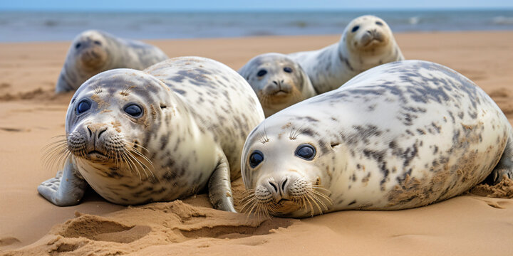 seals on the beach, generative ai