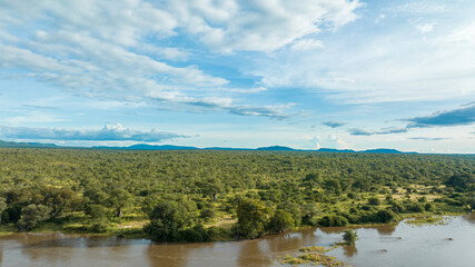 Fototapeta na wymiar Aerial view of Nyerere national Park in Tanzania