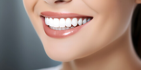 Fototapeta premium Close up of a Woman smiling. White Clean Healthy teeth. Toothpaste Dentist Concept 