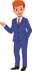 Confidence businessman open hand illustration