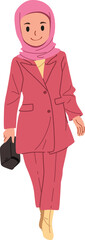 Muslim businesswoman walking illustration
