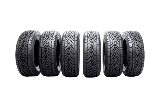 Transparent road-Ready: Car Tires in Row - Captivating Stock Image for Sale. Transparent background