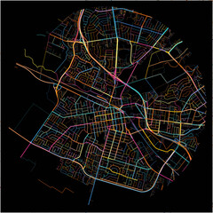 Colorful Map of Salinas, California with all major and minor roads.