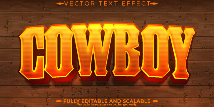 Cowboy wild text effect, editable west and texas text style