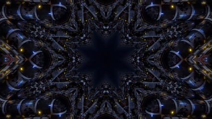 city factory base facility space futuristic mechanical Sci-Fi building kaleidoscope 3D illustration CG background
