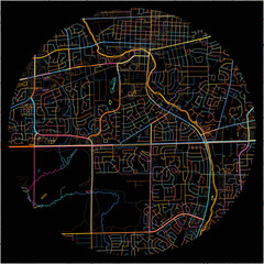 Colorful Map of Naperville, Illinois with all major and minor roads.