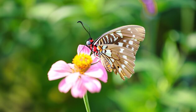 Nature of butterfly and flower in the garden using as background