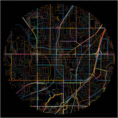 Colorful Map of Olathe, Kansas with all major and minor roads.