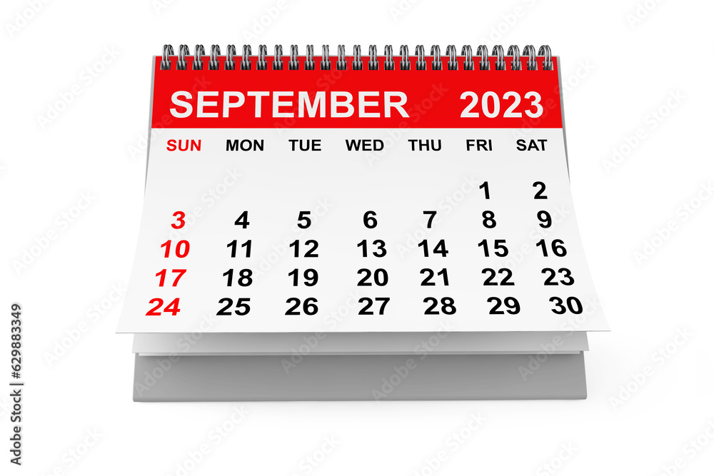 Poster Calendar September 2023. 3d rendering