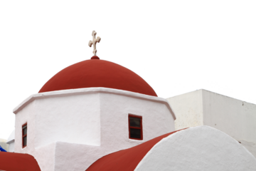 Church isolated on transparent background, PNG. Greek island