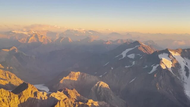 Andes Mountains. aerial view of Andes mountains at sunrise. 4k video.