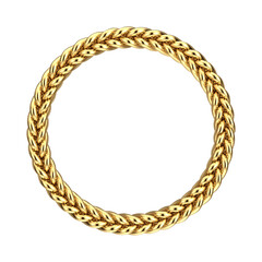 Metal Golden Rope in Shape of Circle with Free Space for Your Design. 3d Rendering