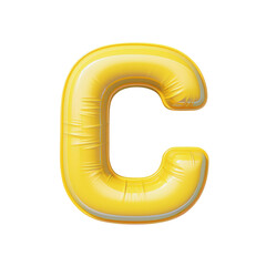 Colorful Yellow Air Mattress in the Shape of the Letter C. Isolated on white background. Summer colorful vacation symbol.
