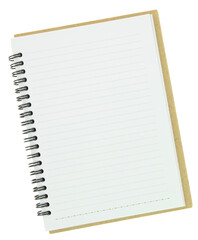 Blank open notebook isolated on transparent background, PNG. - 629884702