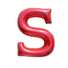 Colorful Red Air Mattress in the Shape of the Letter S. Isolated on white background. Summer colorful vacation symbol.