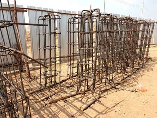 Steel tie preparation for construction in the site area