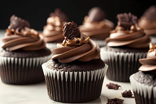 Chocolate cupcake closeup view 