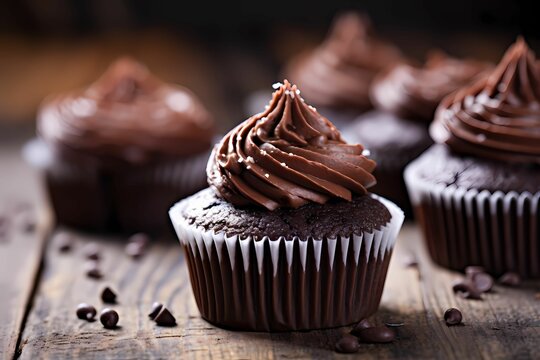 Chocolate cupcake closeup view 