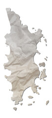 Phuket island map paper texture cut out on white background..