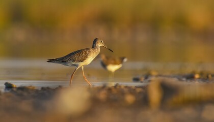 Common Redshank (Tringa totanus) is a migratory bird. It feeds on maggots and mollusks in wetlands in Asia, Europe, America and Africa.