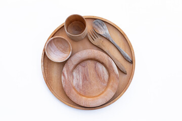 Tableware and drinking utensils made of wood