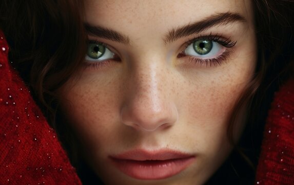 Stunning Brunette Macro Closeup. Generative AI
