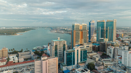 Aerial view of Dar Es Salaam city in Tanzania