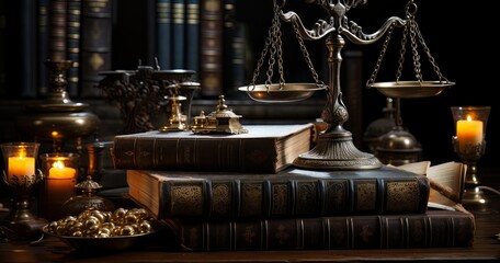  justice scale beside the book