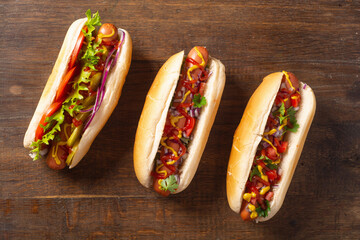 Hot dog . Traditional american fast food .