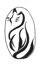 Abstract drawing black ink with unusual structure - Cat abstraction with a black pen - cat