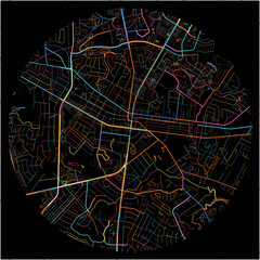 Colorful Map of Wilmington, North Carolina with all major and minor roads.
