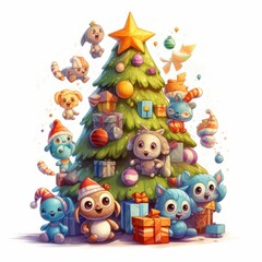 Naklejka premium Christmas Themed Character Graphics Element created with Generative AI