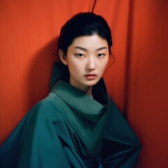 Fototapeta premium Illustration of a fashion portrait AI Generated