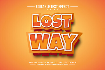 Fototapeta na wymiar Lost way 3D editable text effect template
