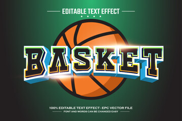 Basket 3D editable text effect template
